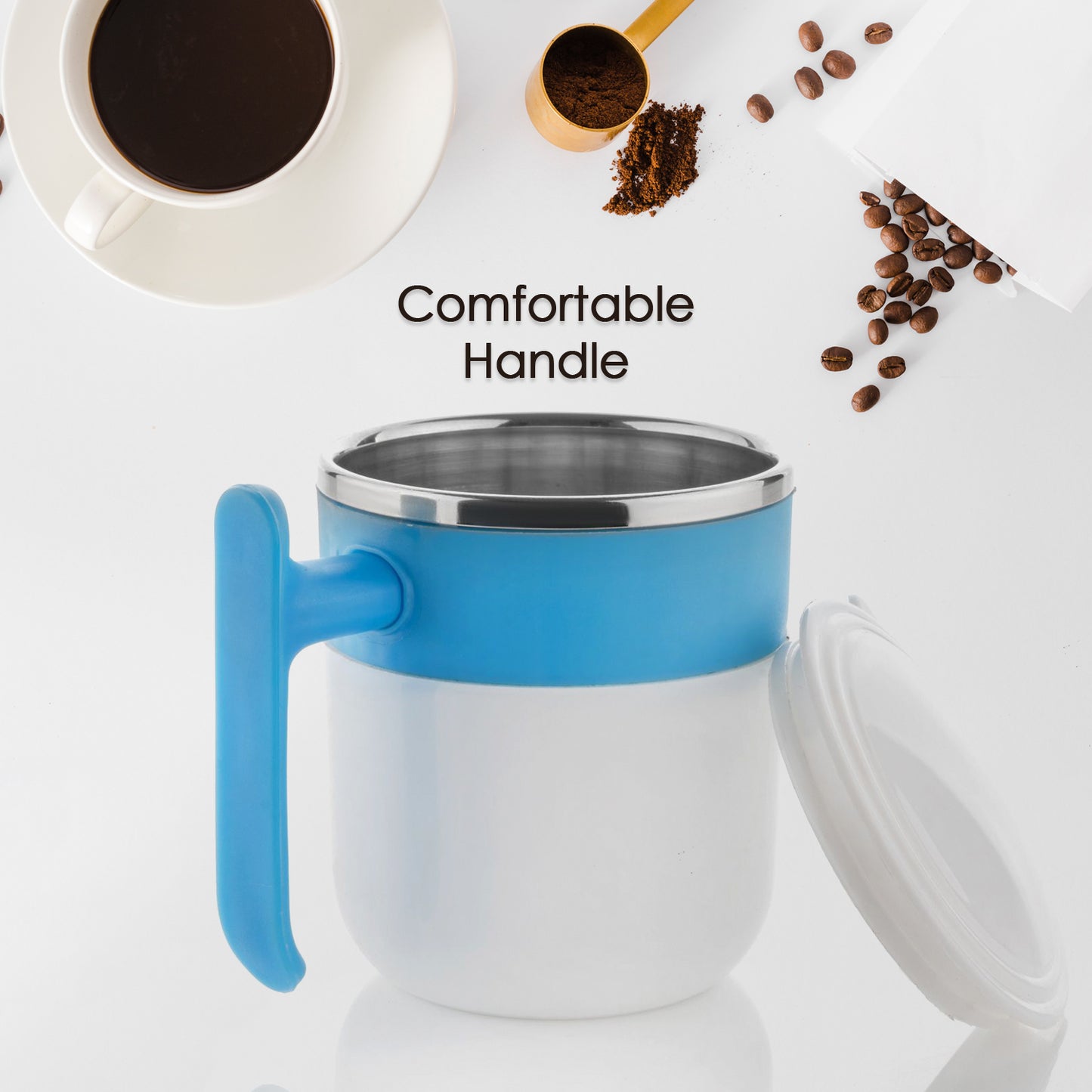 Insulated Stainless Steel Coffee Mug with Lid – Double Wall (1 Pc)