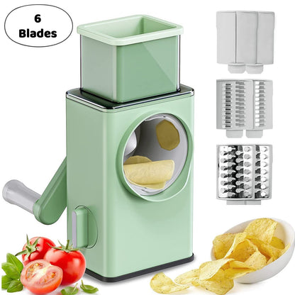 Stainless Steel Vegetable Chopper – 6 Blade Slicer & Dicer with Suction Base (1 Pc)