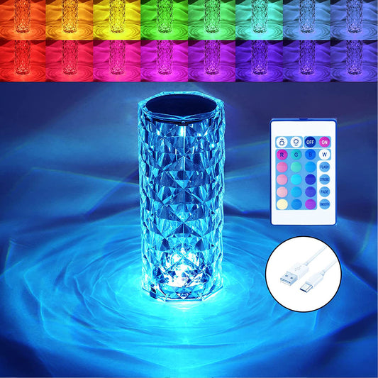 Romantic Crystal Night Lamp – Touch & Remote, Festival Ready