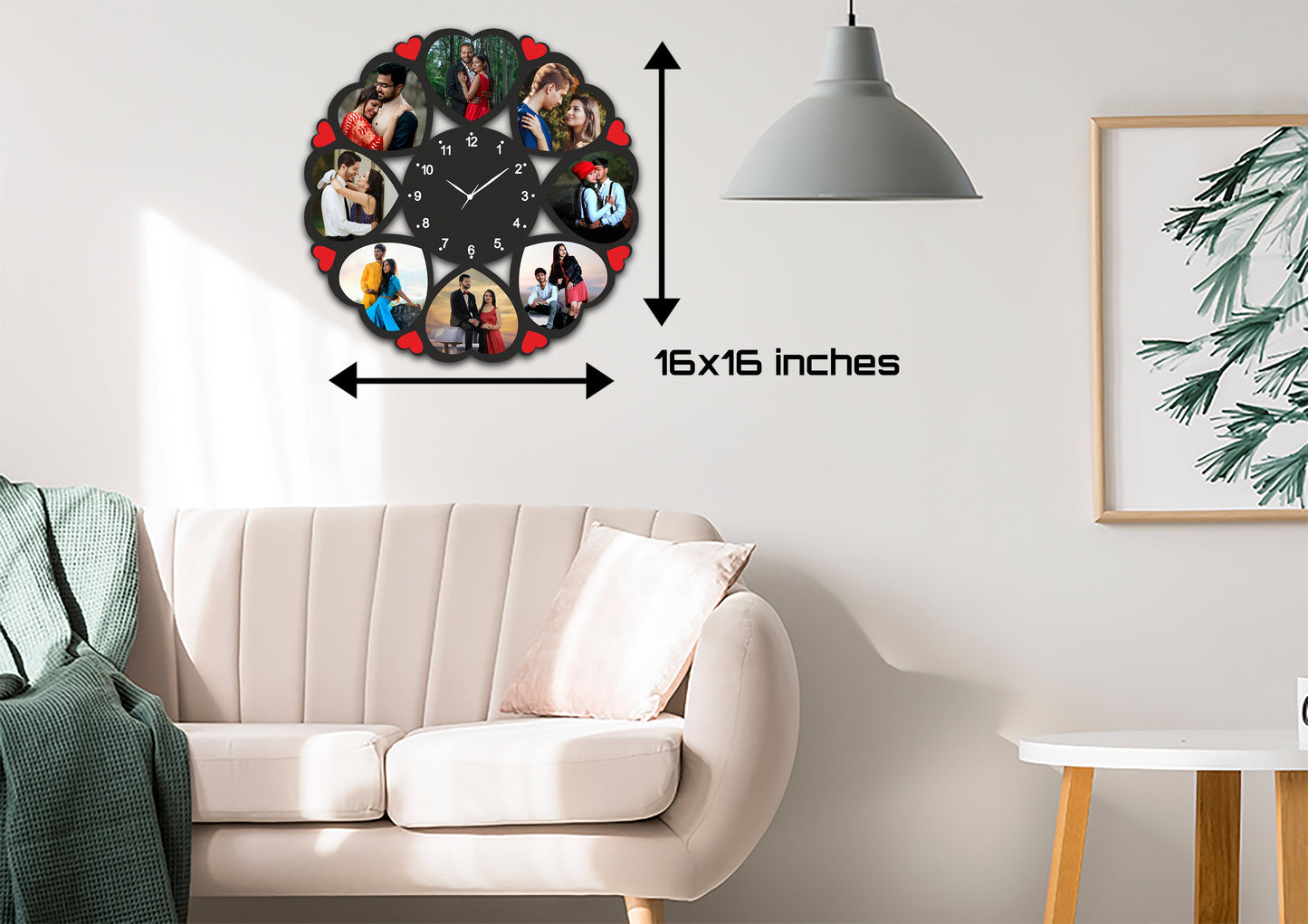 8 Heart Designer Wall Clock  | 8 Photo Clock