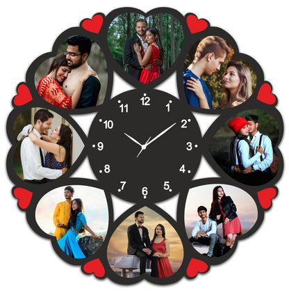 8 Heart Designer Wall Clock  | 8 Photo Clock