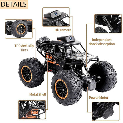 RC Monster Truck with HD Camera – Off-Road Rock Crawler for Kids