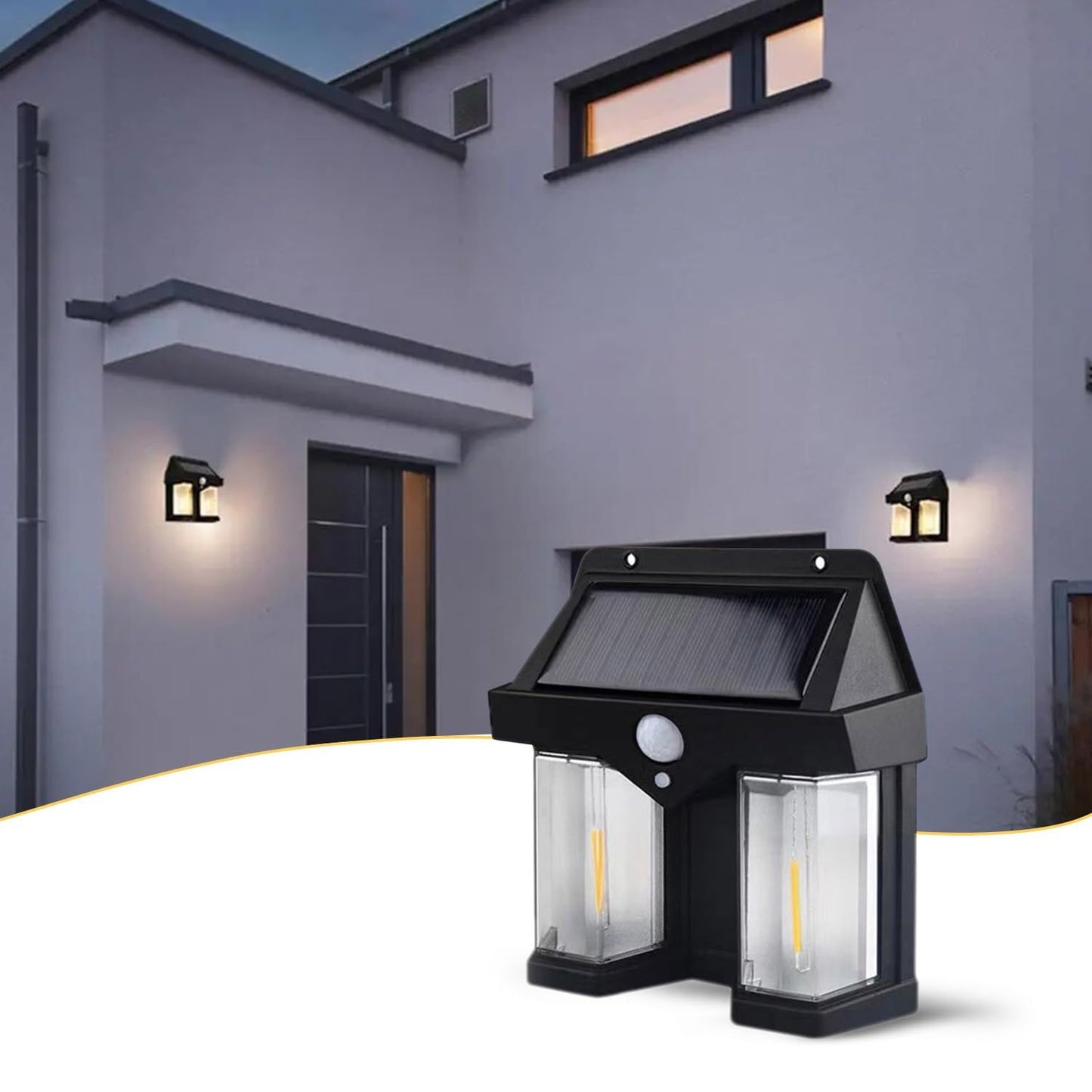 Outdoor Solar Wall Lamp – Waterproof, Motion Sensor, Double Light (1 Pc)
