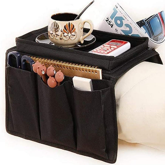 Sofa Arm Rest Hanging Storage Bag Storage Bag For Sofa Ideal For Sorting Magazines Ipad Books (Black)