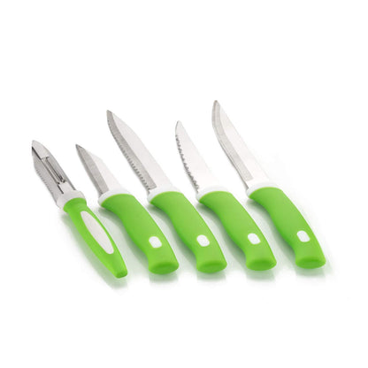 Stainless Steel Knife  Peeler Set With Stand - 6 Pcs
