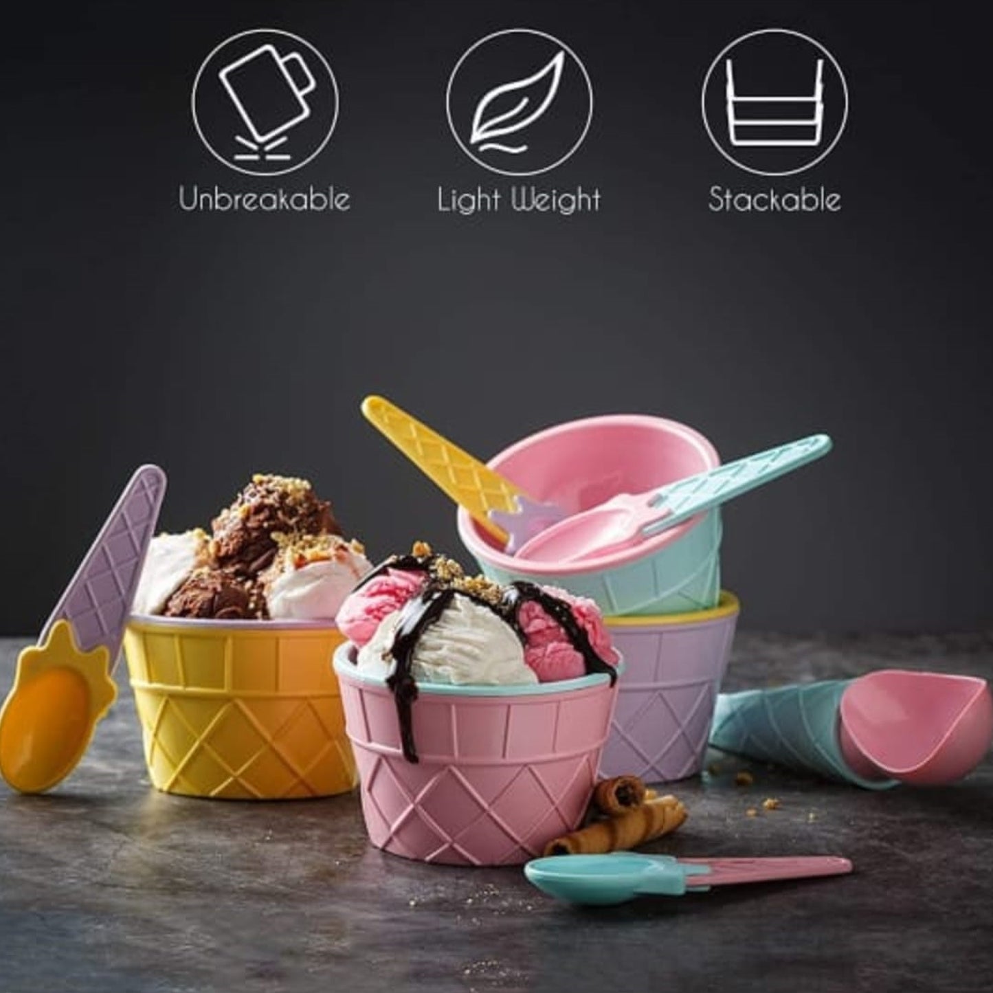 Ice Cream Bowl Spoon Set