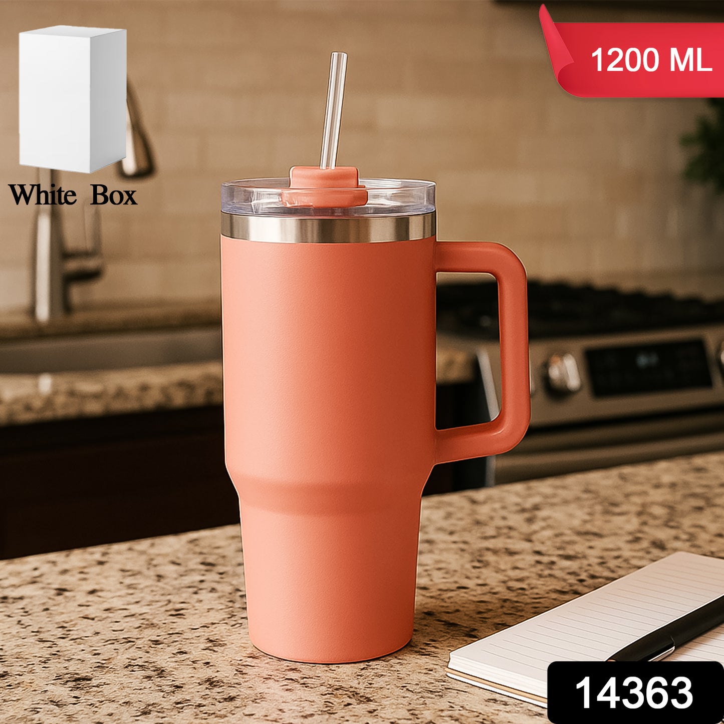 Peach Extra Large Insulated Travel Mug (1200ml - 1 Pc)