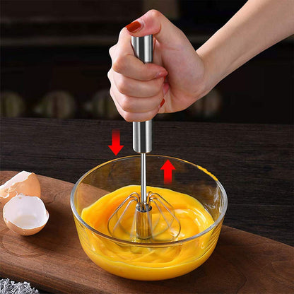 Small Stainless Steel Egg Whisk Hand Push Rotary Whisk Blender (1 Pc  27 Cm)