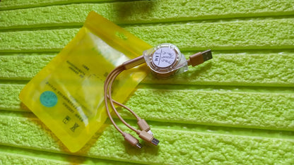 3-in-1 Retractable Charging Cable – Type-C, Micro USB, iOS Compatible (1 Pc)