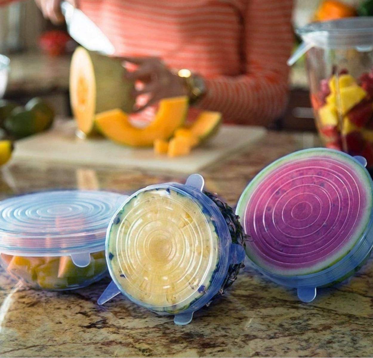 Silicone Stretch Lids Reuseable Microwave Safe Flexible Covers (Set Of 6)