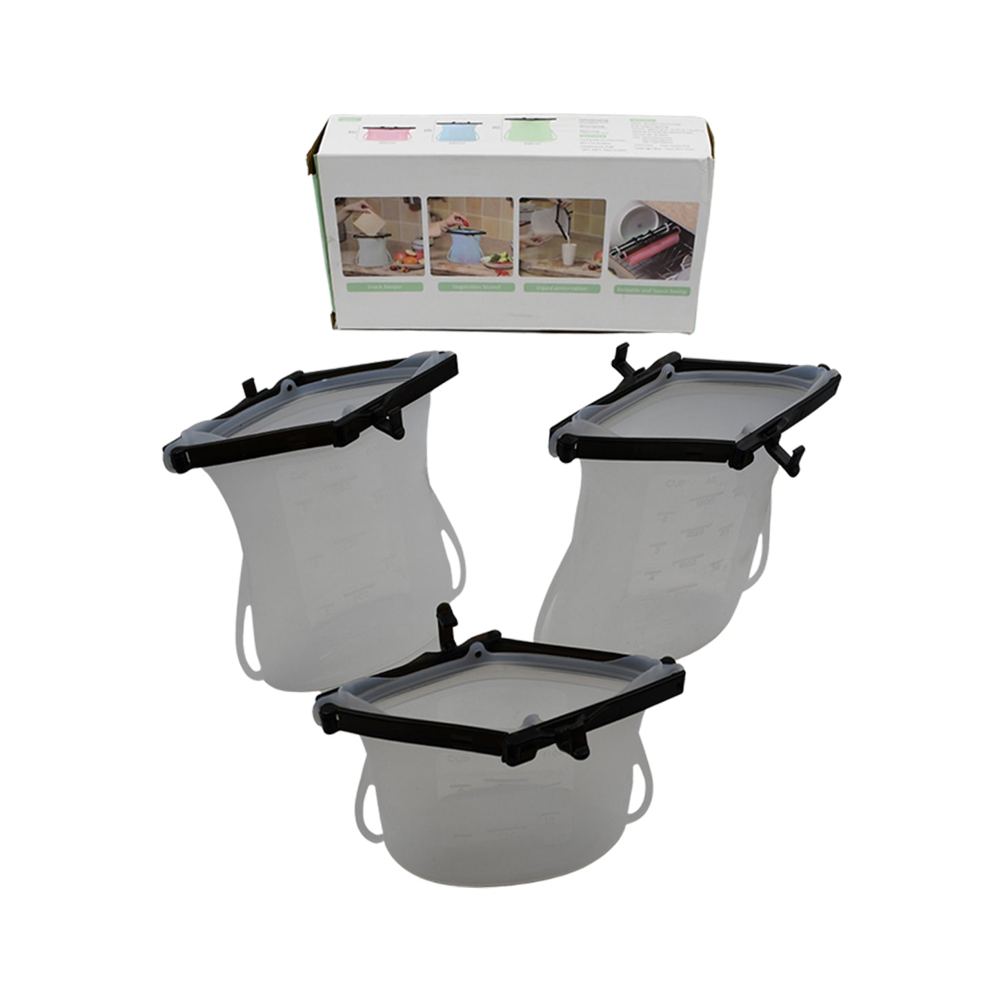 Reusable Silicone Food Storage Bags – Leakproof & BPA Free (Set of 3)