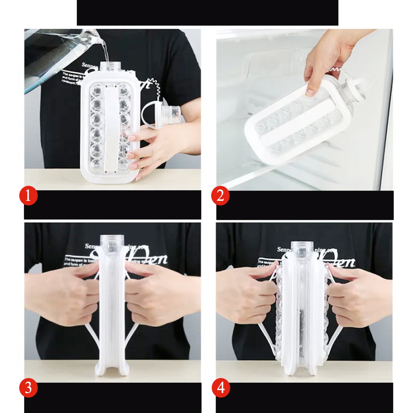 2-in-1 Foldable Ice Cube Tray – With Lid & Bottle, Makes 14 Ice Balls (1 Pc)