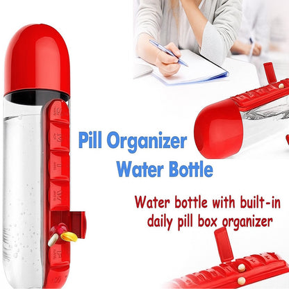 Water Bottle With Built-in 7-day Pill Organizer Approx 900ml (1 Pc)