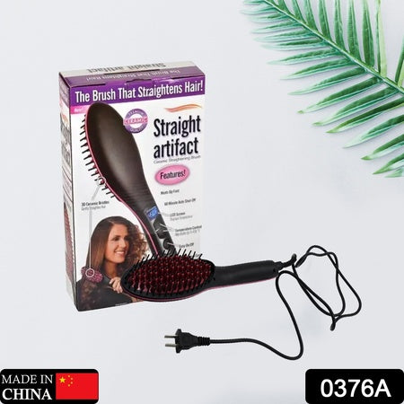 2-in-1 Ceramic Hair Straightener – Brush with LCD Temperature Control (1 Pc)
