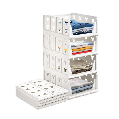 4 Layer Stackable Storage Organizer Rack – Foldable Drawer Shelf (1 Pc)