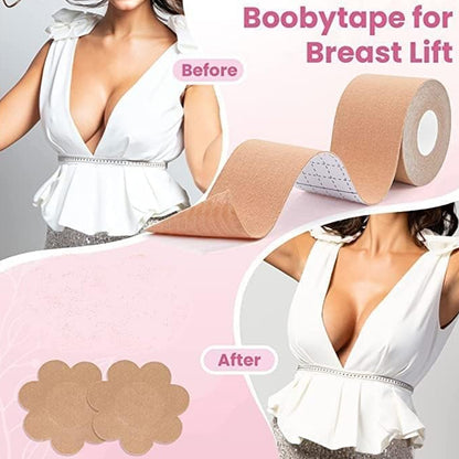 Boob Tape with Nipple Covers – Breast Lift & Push-Up Tape (1 Pc, 5 Meters)