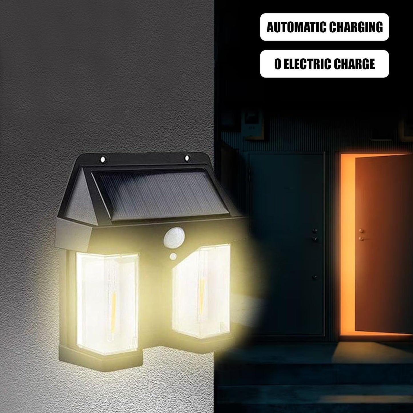 Outdoor Solar Wall Lamp – Waterproof, Motion Sensor, Double Light (1 Pc)