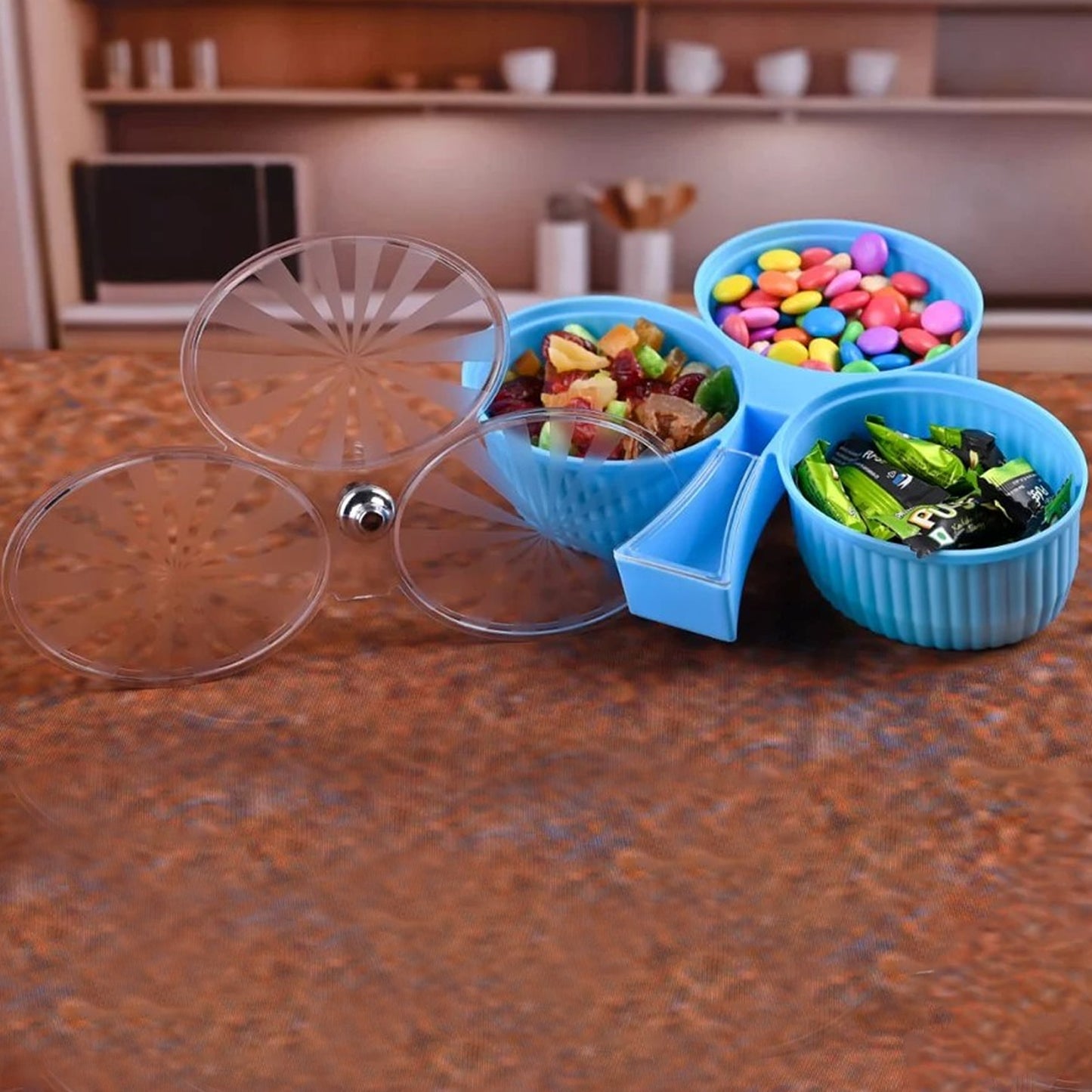 Premium 3-compartment Revolving Dry Fruit Box (1 Pc)