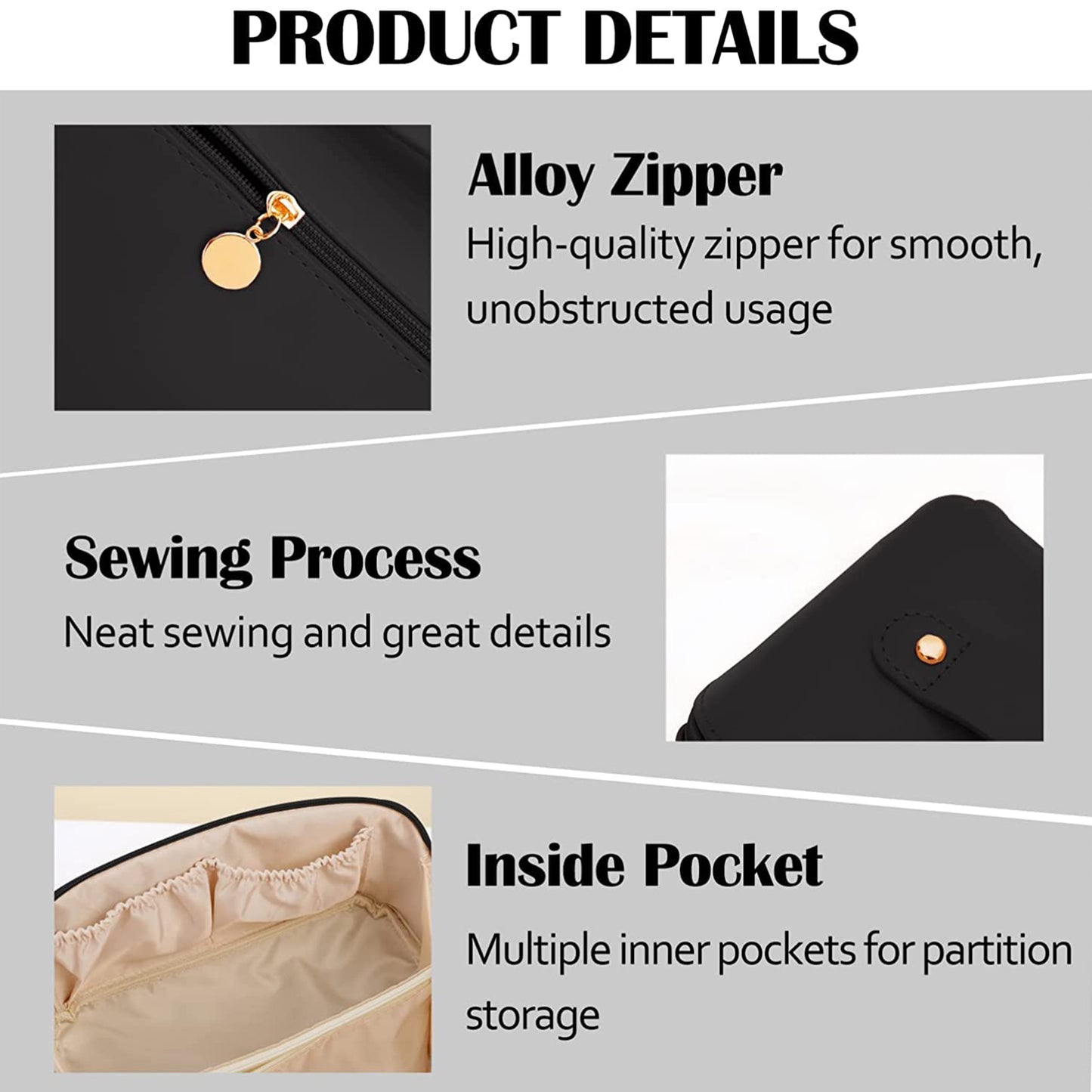 Premium Travel Makeup  Toiletry Organizer Pouch With Zipper Handle(1 Pc)