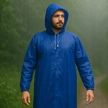 Large Durable Waterproof Hooded Raincoat For Men (1 Pc)