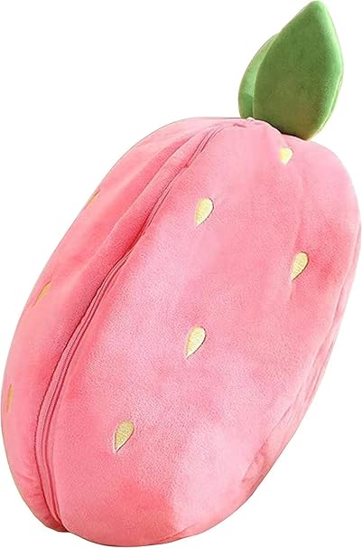 Cute Plush Zipper Rabbit Stuffed for Kids and Adults, Pink Strawberry