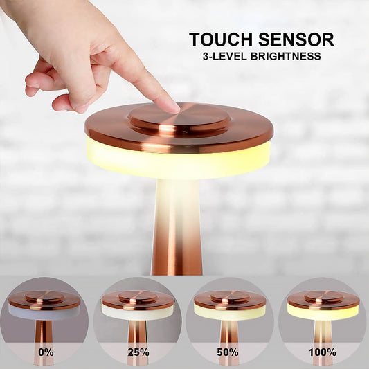 LED Touch Table Lamp – USB Rechargeable, 3-Color Dimmable Light (1 Pc)