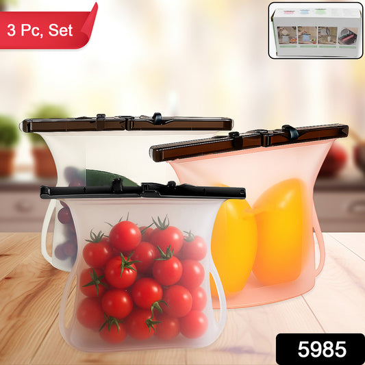 Reusable Silicone Food Storage Bags – Leakproof & BPA Free (Set of 3)