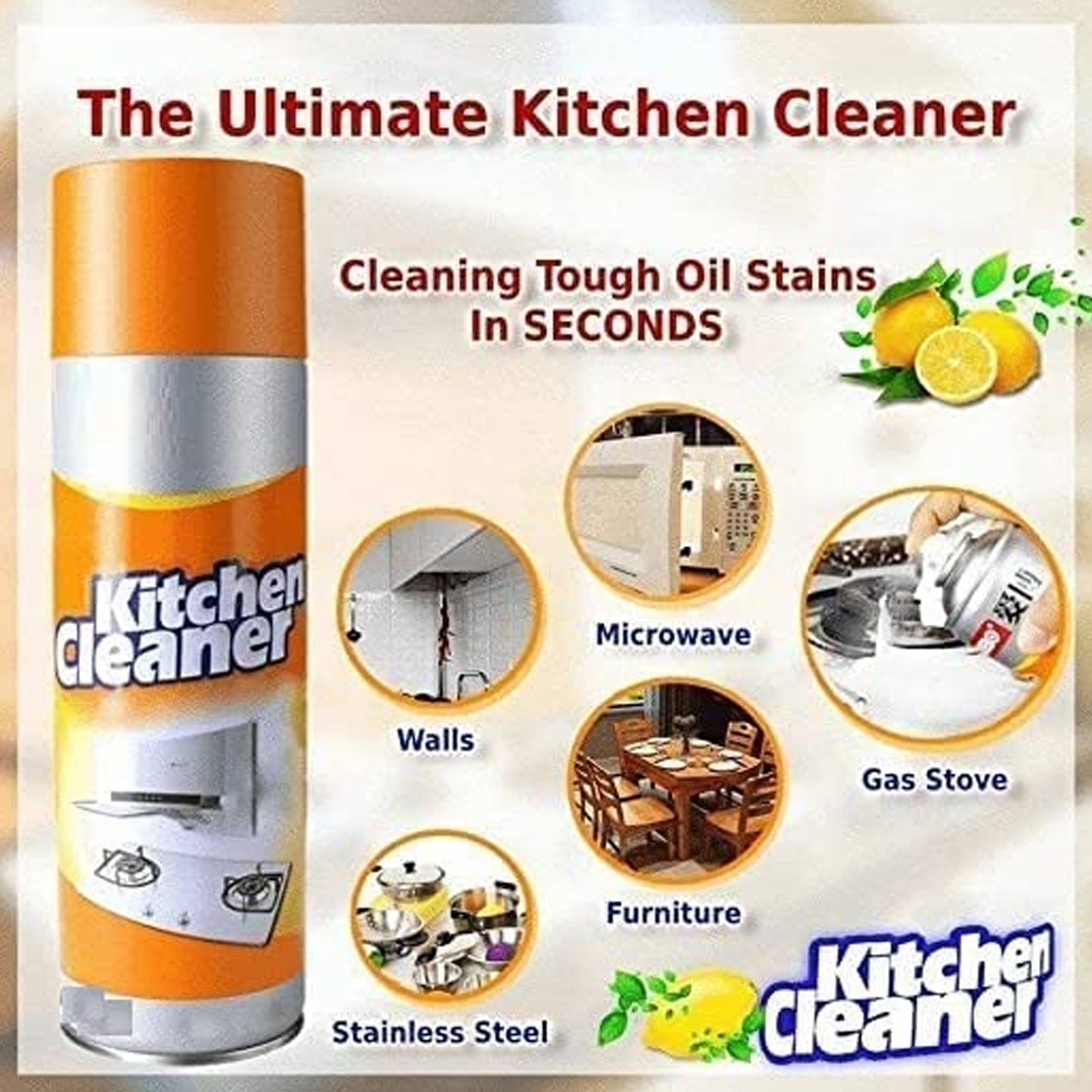 Multipurpose Bubble Foam Cleaner – Kitchen Degreaser Spray (500ml)