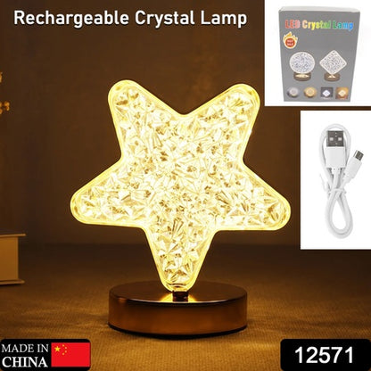 Star Crystal Diamond Touch Lamp – USB Rechargeable, 3-Way Dimmable (1 Pc)