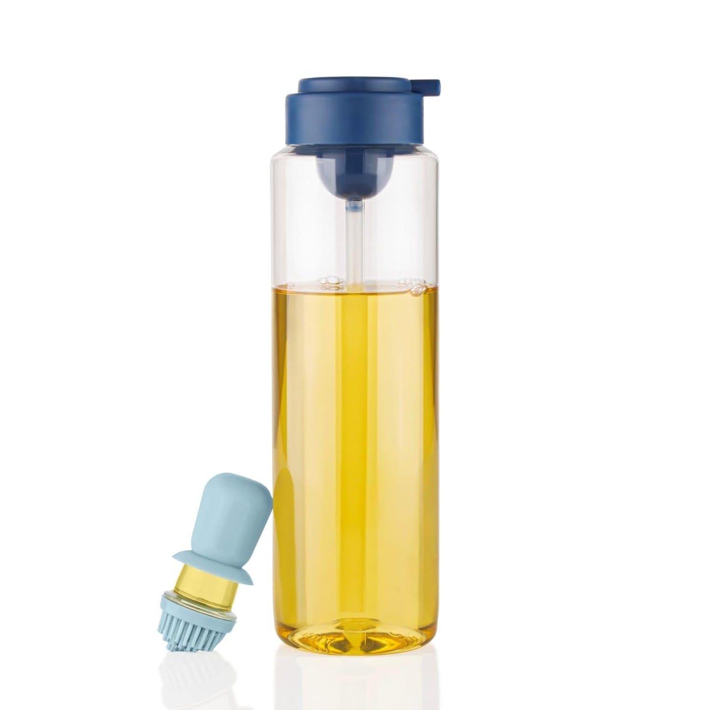 2 In 1 Transparent Oil Dispenser With Silicone Oil Dropper Nozzle (1 Pc  With Brush  1 Ltr.)