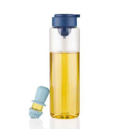 2 In 1 Transparent Oil Dispenser With Silicone Oil Dropper Nozzle (1 Pc  With Brush  1 Ltr.)