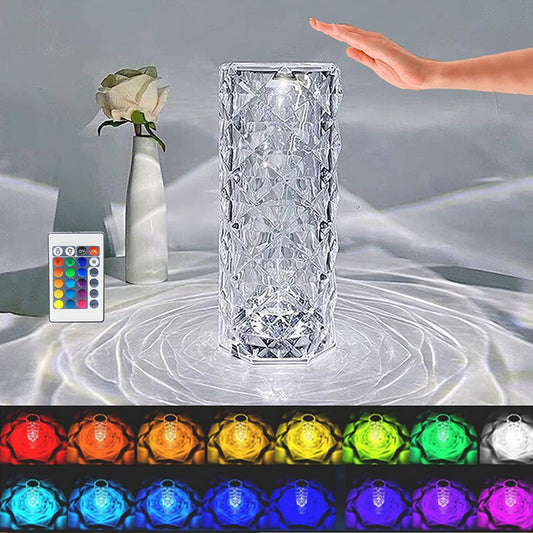 Romantic Crystal Night Lamp – Touch & Remote, Festival Ready